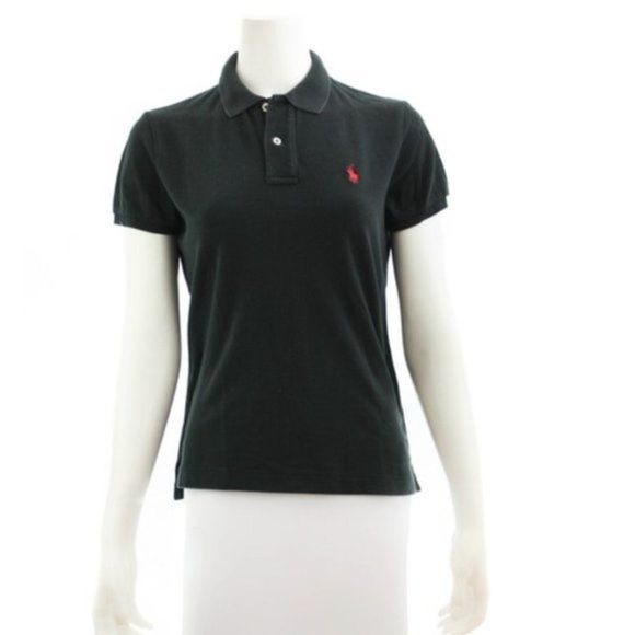 RALPH LAUREN Black Skinny Polo Size Large - Picture 1 of 4